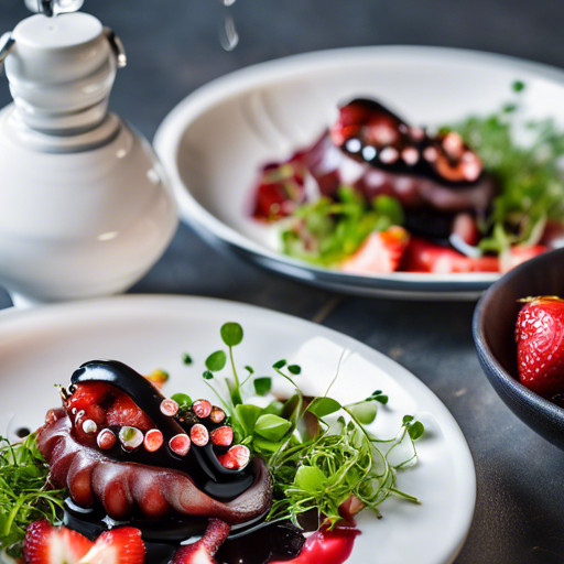 Homemade dish Octopus with strawberries 93991